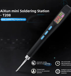 T208 Mini Electric Soldering Iron LCD Screen Adjustable Temperature 100W Portable Soldering Station USB Communication Programmable Welding Tools Micro Soldering PCB CPU IC Electronics Maintenance