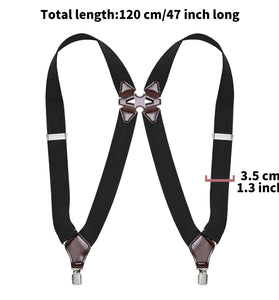 Stylish Elastic Formal Men's Suspenders with Side Clips Adjustable Length Back Braces Trouser Strap Belt for Daily Wear Casual Outfits Vacations Work