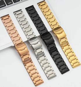 22mm Three-bead Trapezoidal Stainless Steel Watch Straps Smart Watch Band Replacement Strap