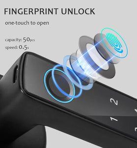WAFU Tuya Biometric Smart Door Lock Electronic Digital Lock Password Fingerprint Keyless Entry Security Door Lock for Home