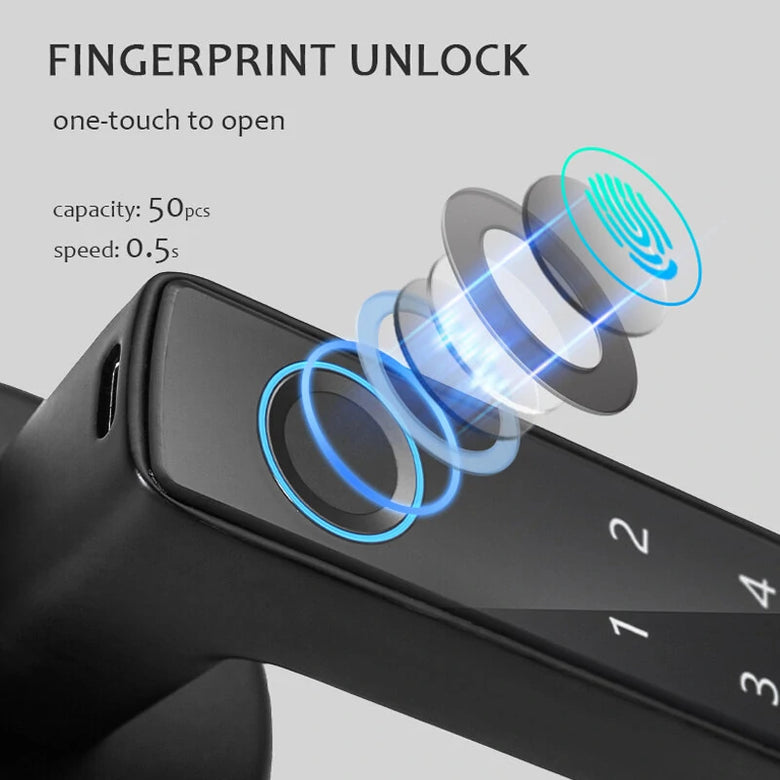 WAFU Tuya Biometric Smart Door Lock Electronic Digital Lock Password Fingerprint Keyless Entry Security Door Lock for Home