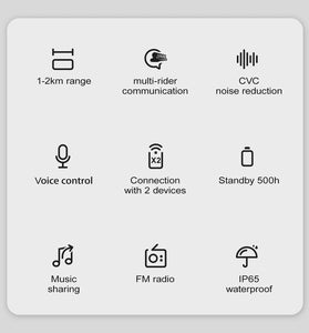 Sharkpro 2000M 8 Rider Motorcycle Helmet Intercom bluetooth 5.1 Headset Cycling Helmet Qualcom Solution With Music Distribution FM IP65 Waterproof