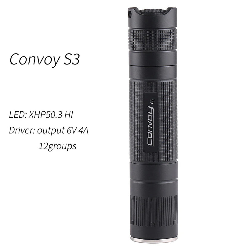 Convoy S3 XHP50.3 HI 12-group Modes EDC LED Flashlight 18650 Battery For Camping,Bicycle Working Torch