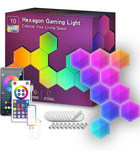 LIXINCORDA Smart RGBIC Hexagonal LED Light Panels Music Sync APP/Remote/Voice Control With Alexa Google