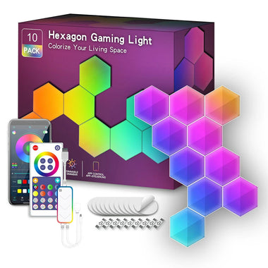 LIXINCORDA Smart RGBIC Hexagonal LED Light Panels Music Sync APP/Remote/Voice Control With Alexa Google