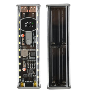 8x18650 DIY Power Bank Case PD45W Fast Charging LED Screen Transparent Battery Storage Shell Type-C Port without Battery