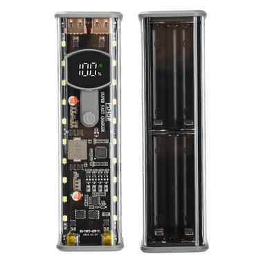 8x18650 DIY Power Bank Case PD45W Fast Charging LED Screen Transparent Battery Storage Shell Type-C Port without Battery