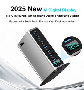 [GaN Tech] Bakeey 520W 8-Port USB PD Charger 4USB-A+4USB-C PD QC SCP PPS Fast Charging Digital Desktop Charging Station EU Plug US Plug for iPhone 16 16 Pro 15 14 13 for Xiaomi 15 Ultra for Samsung Galaxy S25 Ultra for Huawei Pura X