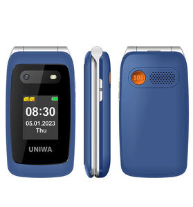 UNIWA V202T Mini 2.4 inch Dual SIM Card 1450mAh FM Big Buttons SOS Emergency Button Built-in HAC Earpiece 2000+ Phonebooks Flip Mobile Phone Type-C Rechargeable 4G Smartphone