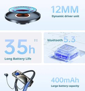 Wekome WG-02 Neckband Headset Wireless bluetooth Earphone 12mm Unit Deep Bass 35H Playback Hall Switch Flexible Silicone Touch Control Ergonomics Sports Headphones