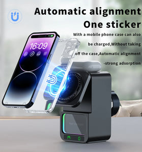 DH19 5-in-1 15W Wireless Magnetic Charger Come with bluetooth Speaker Night Light Function Fast Wireless Charging Station for Smart Phone for iPhone 17 17Pro 16 15 14 Pro Max for Huawei Pura 80 Ultra for XIAOMi for Apple Watch for Airpods