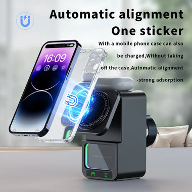 DH19 5-in-1 15W Wireless Magnetic Charger Come with bluetooth Speaker Night Light Function Fast Wireless Charging Station for Smart Phone for iPhone 17 17Pro 16 15 14 Pro Max for Huawei Pura 80 Ultra for XIAOMi for Apple Watch for Airpods