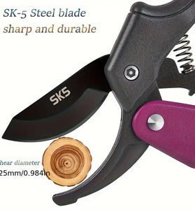 1PCS Stainless Steel Pruning Shears Ambidextrous Design Comfortable Grip Ideal for Arthritic Hands Gardening Tool