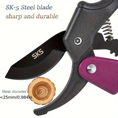 1PCS Stainless Steel Pruning Shears Ambidextrous Design Comfortable Grip Ideal for Arthritic Hands Gardening Tool
