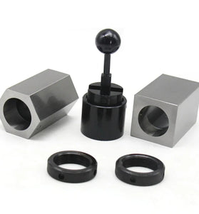 5C-CB 5C Collet Block Set with Square and Hexagonal Clamps Quick Tightening Handle and Locking Rings Compatible Perfect for Secure and Efficient Clamping Needs