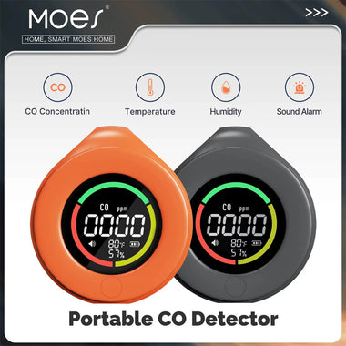 MOES Mini Carbon Monoxide Detector Travel 3-in-1 Portable Temperature/Humidity/CO Meter with Magnetic Suction 120 Hour Standby Chargeable