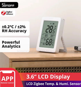 SONOFF SNZB-02DR2 AirGuard TH 3.6'' LCD Zigbe Temperature Humidity Sensor App Monitoring Work with Apple Home Via Matter Bridge