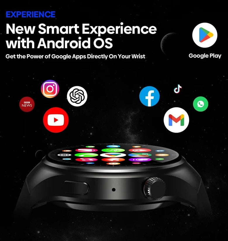 [Flagship 2024]ZeblazeThor Ultra 4G 1.43 inch AMOLED 466*466 pixels HD Display Smart Watch 16GB Android OS Google Play Stainless Steel Wristband Version