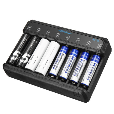 Astrolux NC08 8 Slot Intelligent Type-C 2A Charger For 1.2V Ni-MH/Ni-Cd AA AAA 1.5V Li-ion 14500 10440 Rechargeable Battery For LED Flashlight RC Cars VR Controllers Cameras