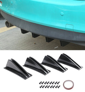 4pcs Universal Lower Rear Body Bumper Diffuser Shark Fin Diffuser Lip Splitter Shark Fins Trim