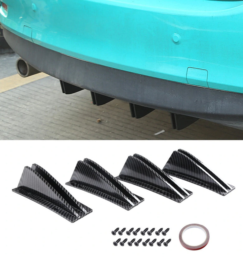 4pcs Universal Lower Rear Body Bumper Diffuser Shark Fin Diffuser Lip Splitter Shark Fins Trim