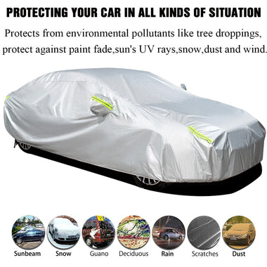 190T Car Cover Indoor Outdoor Snow Sun UV Snow Dust Resistant Protection Universal