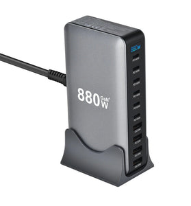 [GaN Tech] YMX-880W 880W 10-Port USB PD Charger 4USB-A+6USB-C PD QC Fast Charging Desktop Charging Station EU Plug for iPhone 17 17 Pro 16 15 14 Pro Max for Huawei Mate XTs for SAMSUNG for XIAOMI for OPPO
