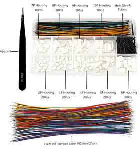 GH1.25MM Connector Kit 28AWG Multicolor Pre Crimped Cables 15cm Locking Housing Heat Shrink Tubing Electrical Wiring Accessories