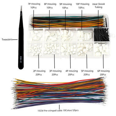GH1.25MM Connector Kit 28AWG Multicolor Pre Crimped Cables 15cm Locking Housing Heat Shrink Tubing Electrical Wiring Accessories