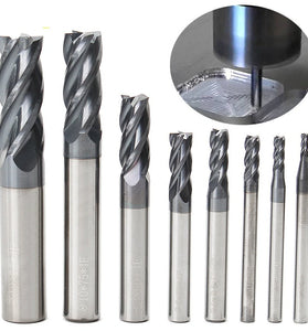 Carbide End Mill Set Tungsten Steel 8PCS 2-12mm 4 Flutes CNC Milling Cutter High Wear Resistance High-Speed Cutting