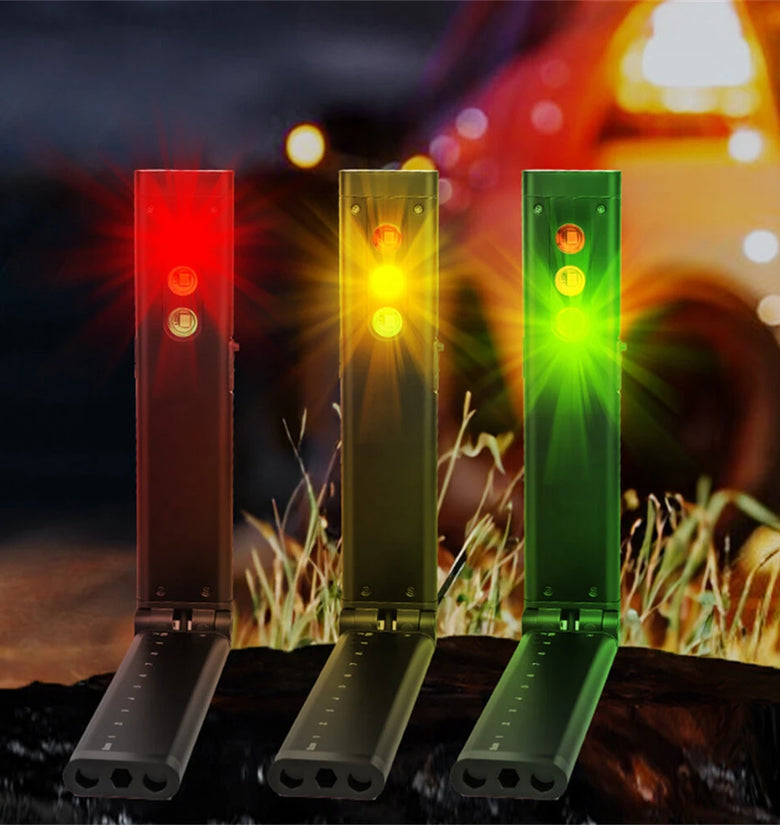 Multifunctional Foldable Flashlight With RGB Light Built-in Battery Magnetic Rechargeable Work Light Clip Emergency Repair Lamp For Outdoor Hiking Camping
