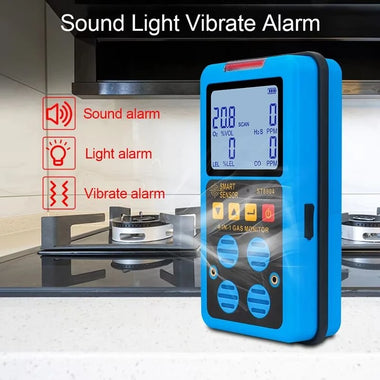 SMART SENSOR ST8904 Gas Monitor Industrial Safety Device Detecting Multiple Gases Portable and Rechargeable with LCD Display