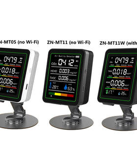 Upgrade 5in1 Air Quality Monitor Wifi APP CO2 HCHO Formaldehyde Detector High Accuracy Sensor  Temperature Humidity Rechargeable Battery Long Usage Portable Indoor Outdoor Use HD Color Display ZN-MT11