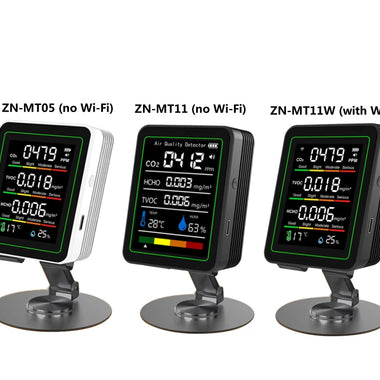 Upgrade 5in1 Air Quality Monitor Wifi APP CO2 HCHO Formaldehyde Detector High Accuracy Sensor  Temperature Humidity Rechargeable Battery Long Usage Portable Indoor Outdoor Use HD Color Display ZN-MT11