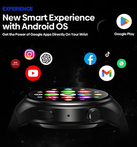 [Flagship 2024]Zeblaze Thor Ultra 4G 1.43 inch AMOLED 466*466 pixels HD Display Smart Watch 16GB Android OS Google Play Stainless Steel Wristband Version