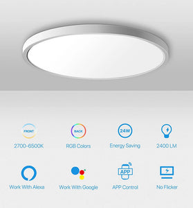 36W 40cm Smart LED Ceiling Light Dimmable 2700K~6500K With RGB Ambient Light Works with Alexa Google Home for Bedroom Living Room