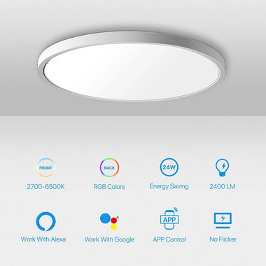 36W 40cm Smart LED Ceiling Light Dimmable 2700K~6500K With RGB Ambient Light Works with Alexa Google Home for Bedroom Living Room