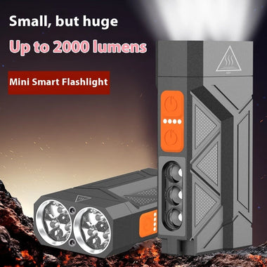 2000LM High Brightness Outdoor LED Flashlight with Sidelight Multi Light Source Strong Light Long-Range Emergency Charging Treasure Home Work Lighting Portable LED Torch