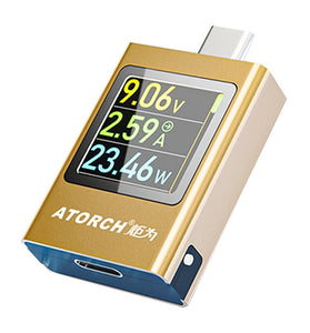 ATORCH AT085C DC4.5-50V 0-12A 600W PD3.1 Digital Display Voltage Ammeter for Power Bank Meter Type-C Mobile Phone Charger TFT G-Sensor Tester