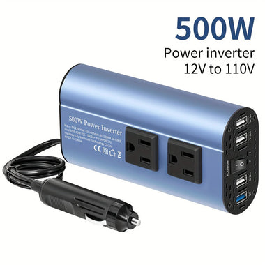500W Peak Car Power Inverter DC 12V to AC 110V LCD Display Dual AC Outlets 4 USB Car Charger for Car Home Laptop Truck