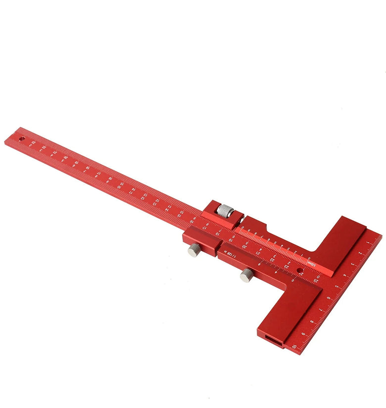 Woodworking Scriber Gauge Aluminum Alloy Sliding Marking Gauge T-Square Scribing Measuring Marking Framing Ruler Tool for Carpenter Layout and Measuring