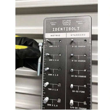 Identibolt Bolt and Nut Identifier Gauge 4x20 Inches Anodized Grey Aluminum Fastener Measurement Tool with Laser Etched Markings and Twin Rulers for Ultimate Precision