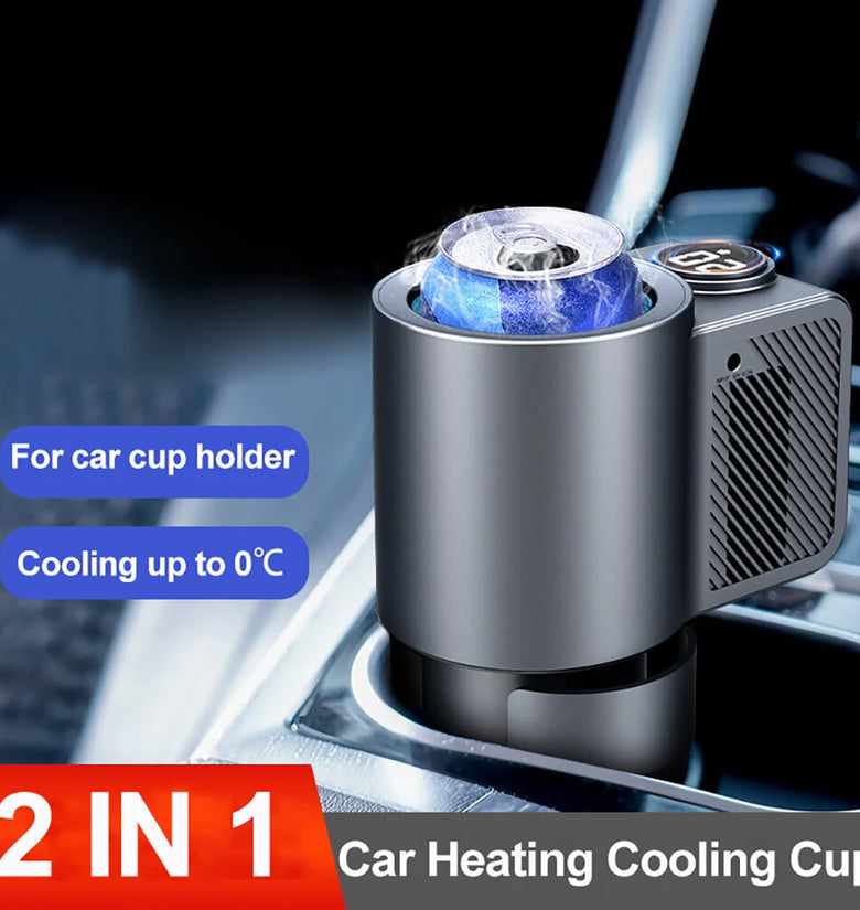 Smart 2-in-1 Car Heating Cooling Cup Cold Hot Coffee Milk Electric Beverage Warmer Cooler Holder For Drinks Travel Mini Car Fridge