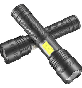 High Power XHP70 Rechargeable LED Flashlight Side Light COB Red And White Light Waterproof Torch Telescopic Zoom USB Hand Lantern For Camping Outdoor Emergency Use