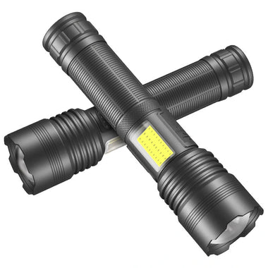 High Power XHP70 Rechargeable LED Flashlight Side Light COB Red And White Light Waterproof Torch Telescopic Zoom USB Hand Lantern For Camping Outdoor Emergency Use