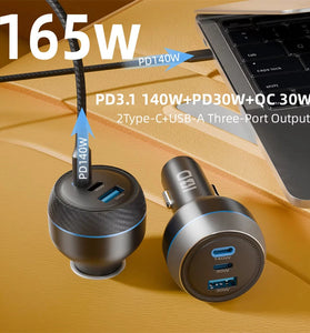 IBD IBD356-1U2C 165W/160W/130W Fast Charging USB Type C Car Charger for Laptop Mobile Phone