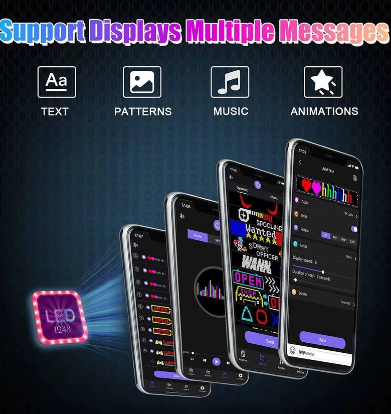 LED Car sign, programmable LED sign, Flexible Matrix panel by Bluetooth APP, Bright scrolling LED sign, LED Display and Sign board for store, shop, bar and business areas