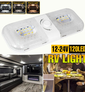 RV Interior LED Ceiling Light Camper Trailer Single Dome 12v-24v 1700LM Dimmer