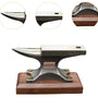 MYTEC Single Horn Carbon Steel Anvil with Wooden Base Rust Resistant Small Blacksmith Tool for Metal Shaping Bending DIY Workshop Crafting