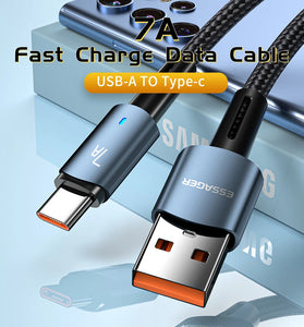 ESSAGER 7A USB-A to Type-C Cable QC VOOC IQOO SCP AFC Fast Charging Data Transmission Copper Core LIne 0.5M/1M/2M/3M Long for Huawei P50 for Xiaomi Mi12 for OPPO Reno9 for HonorX40 GT